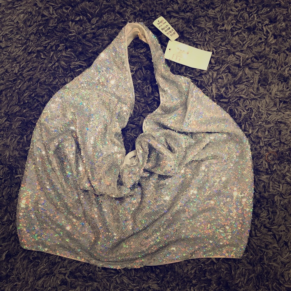 Silver Halter Top